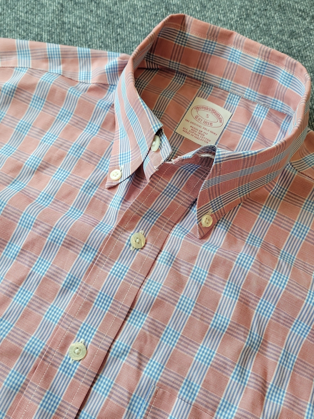 Brooks Brothers Shirt Mens Small Red Blue Plaid Non Iron Supima Button Down OCBD